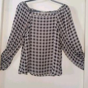 A New Day (L) sheer checkered top